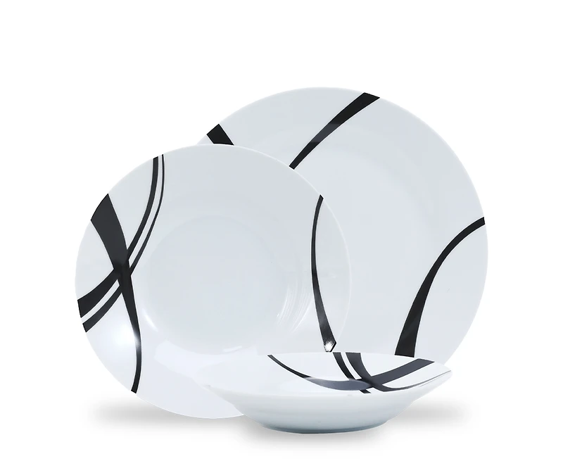 Linear 12-Piece Dinnerware Set, Porcelain