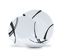 Linear 12-Piece Dinnerware Set, Porcelain