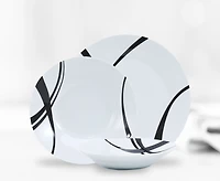 Linear 12-Piece Dinnerware Set, Porcelain