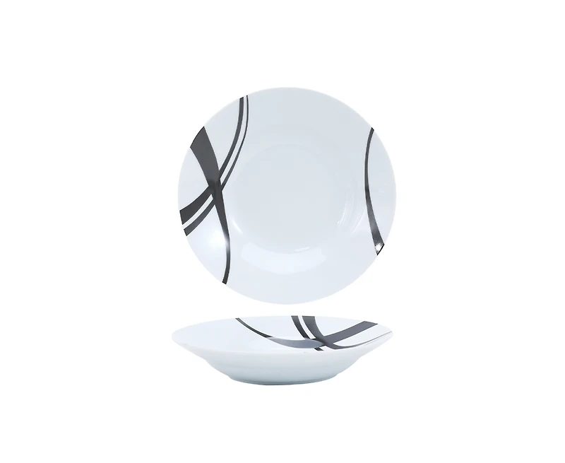 Linear 12-Piece Dinnerware Set, Porcelain