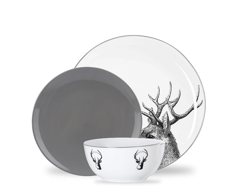 Wildwood 12-Piece Dinnerware Set, Porcelain