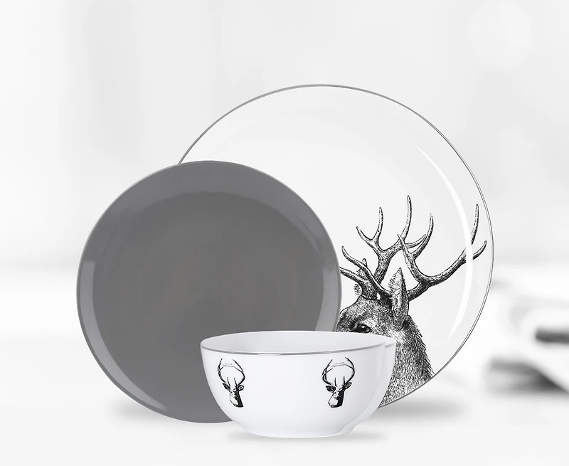 Wildwood 12-Piece Dinnerware Set, Porcelain