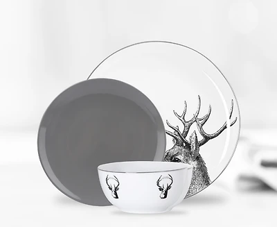 Wildwood 12-Piece Dinnerware Set, Porcelain