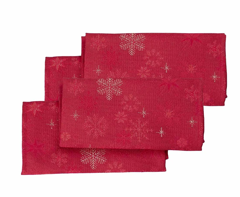 Holiday 4-Pack Napkins 18x18, Red/Gold
