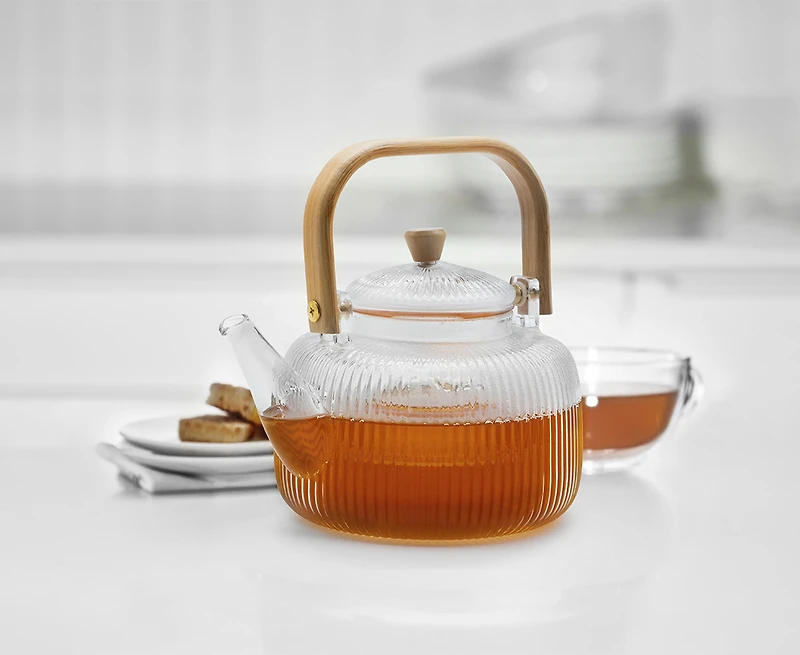 Tilly Glass Teapot with Wood Handle, 1000 ml