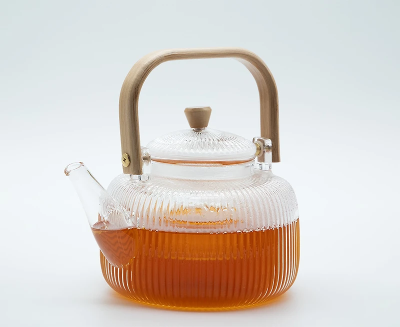 Tilly Théière en verre avec manche en bois, 1000 ml