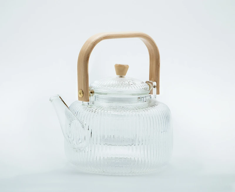 Tilly Théière en verre avec manche en bois, 1000 ml