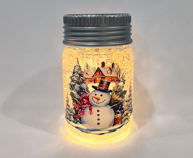 Snowman in Jar LED Water Globe 9x9x14 cm