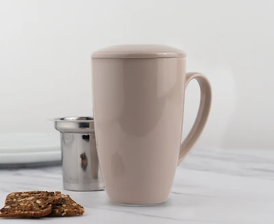 Verdora Mug with Infuser & Lid 500ml, Taupe