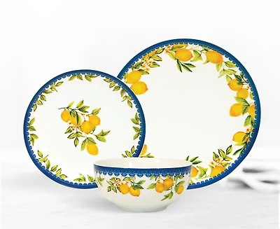 Lemon 12-Piece Porcelain Dinnerware Set