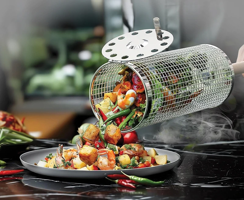 Grill Basket with Wooden Handle