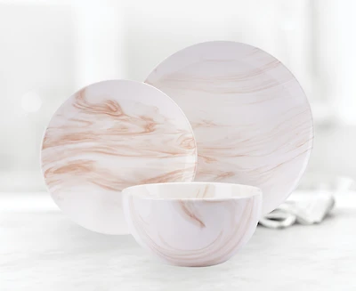 Marble Beige 12-Piece Dinnerware Set