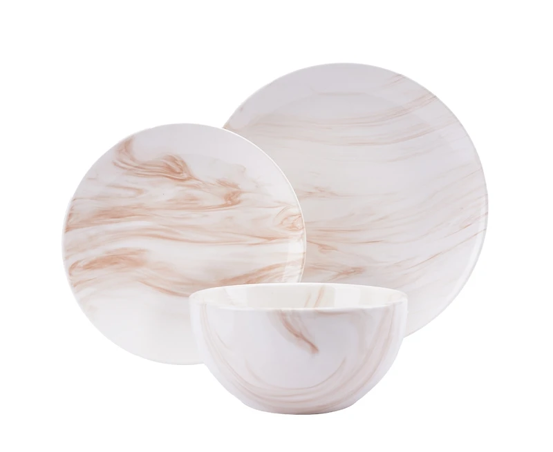 Marble Beige 12-Piece Dinnerware Set