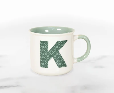 Marly Monogram Mug 'K', Green 410ml