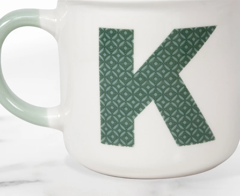 Marly Monogram Mug 'K', Green 410ml