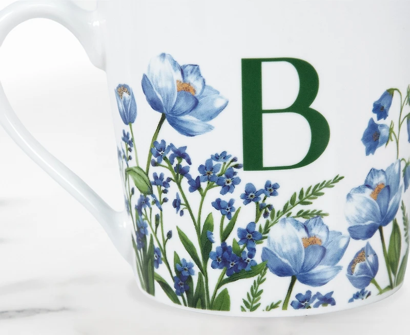Meadow Monogram Mug B, Blue Poppy 400ml