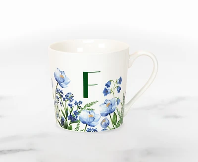 Meadow Monogram Mug F, Blue Poppy 400ml