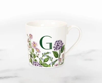 Meadow Monogram Mug G, Hydrangea 400ml