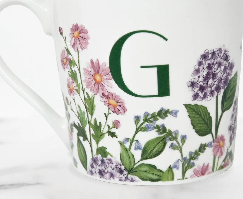 Meadow Monogram Mug G, Hydrangea 400ml
