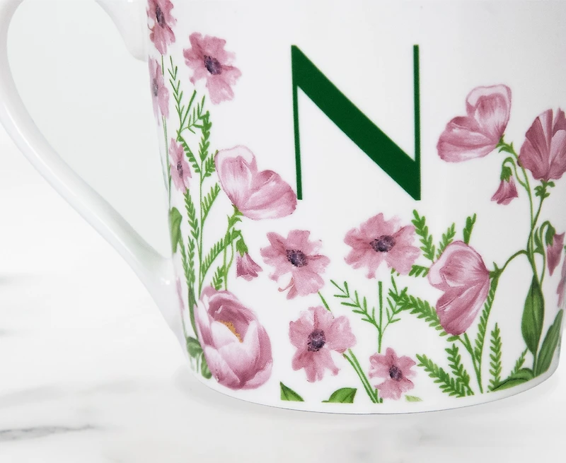 Meadow Monogram Mug N, Sweet Pea 400ml