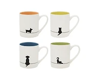 Playful Silhouette Set of 4 Mugs