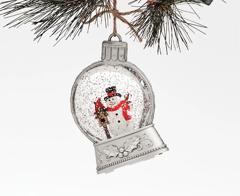 Snowman LED Water Globe Ornament