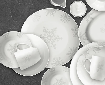 Silver Snowflake 37-Piece Dinnerware Set