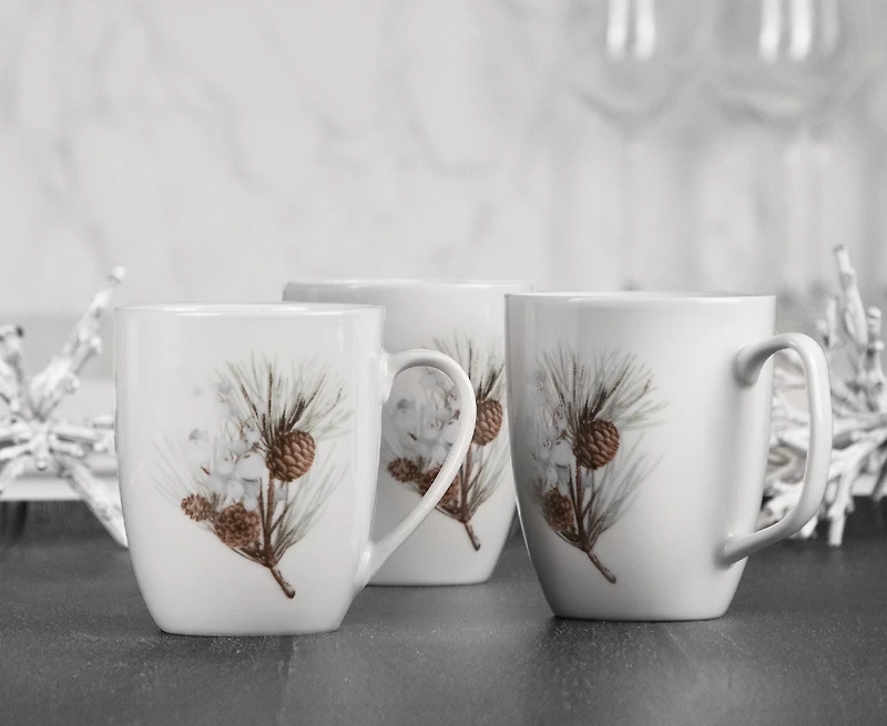 Set de tasses en pin d'hiver, 12 oz, lot de 4