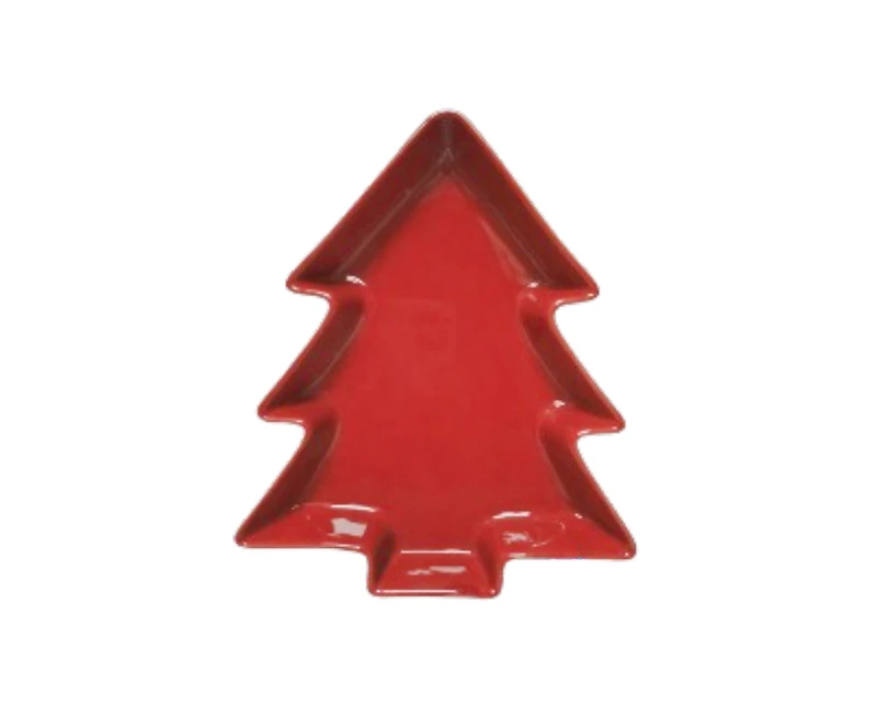 Stokes Xmas Tree Plate, 23x21x3.5 cm, Red