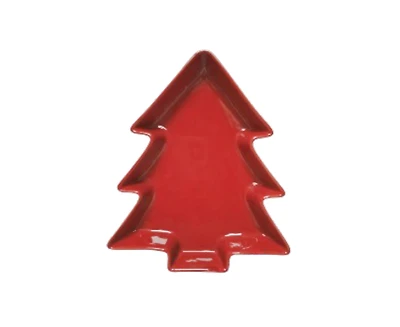 Stokes Xmas Tree Plate, 23x21x3.5 cm, Red