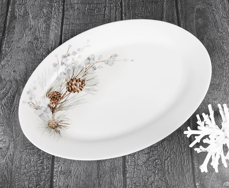 Winter Pine Oval Plate 14"
