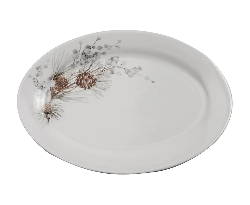 Winter Pine Oval Plate 14"