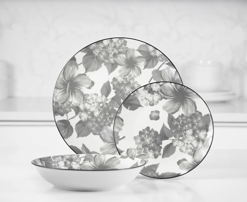 Service de vaisselle 12 pièces gris Midnight Garden