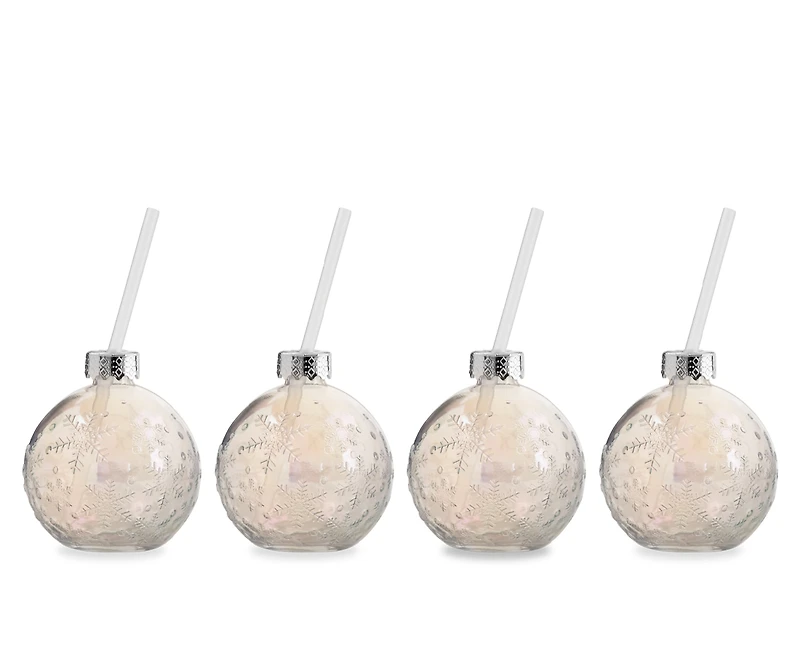 Flocon Set de 4 verres en forme de boule, argenté