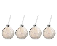 Flocon Set de 4 verres en forme de boule, argenté