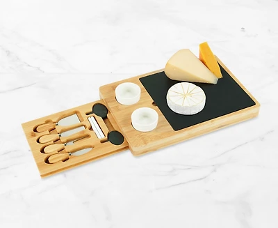 Normandy Bamboo Slate Cheese Board with Knives