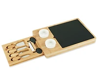Normandy Bamboo Slate Cheese Board with Knives