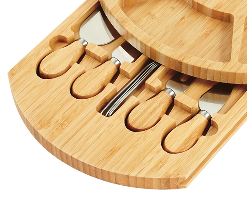 Normandy Bamboo Cheese Board with Bowls and Knives