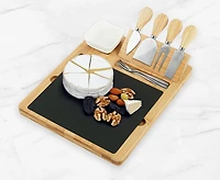 Normandy Bamboo Slate Cheese Board with Bowls and Knives