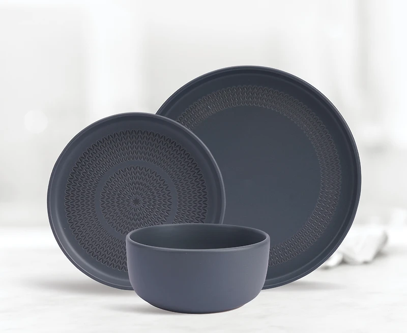 Service de vaisselle Fleurish Charcoal 12 pièces