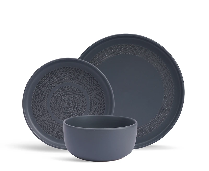 Service de vaisselle Fleurish Charcoal 12 pièces