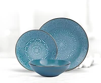 Verde Bloom Green 12-Piece Dinnerware Set