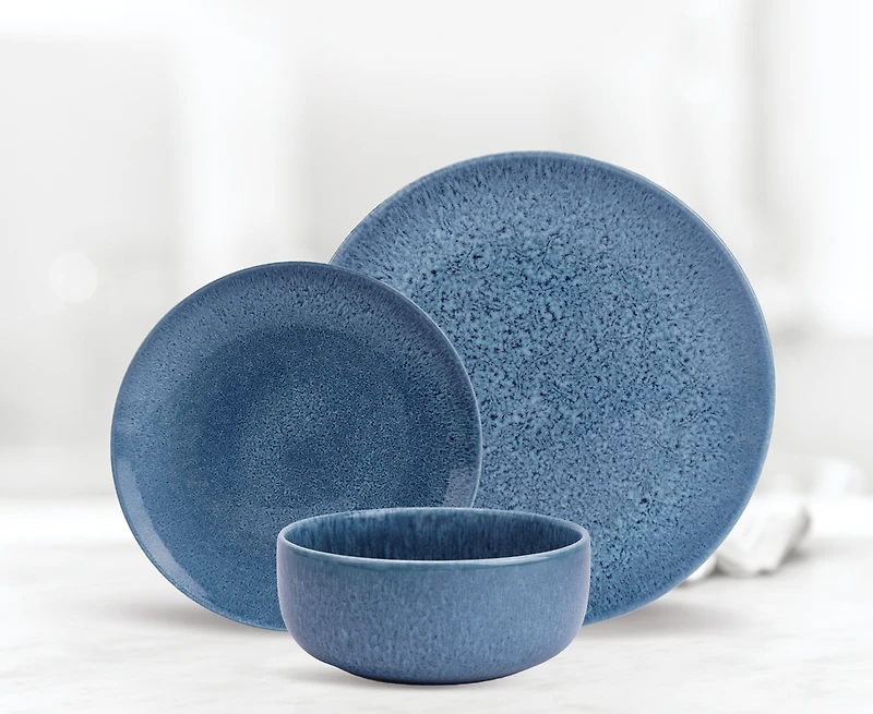 Service de vaisselle 12 pièces bleu océanique