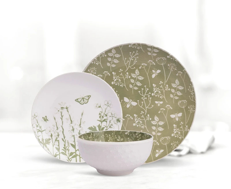Linea Flora 12-Pc Porcelain Dinnerware Set