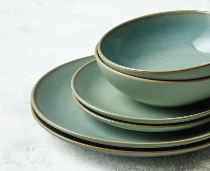 Hampton Reactive Glaze Green Dinner Set, 12 Pcs