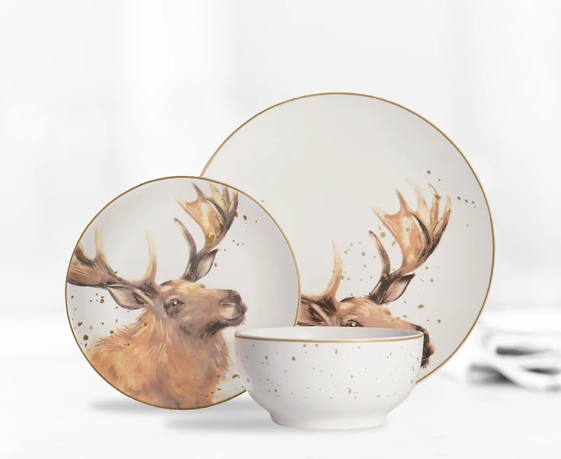 Ensemble de vaisselle en porcelaine Morris Moose 12 pièces