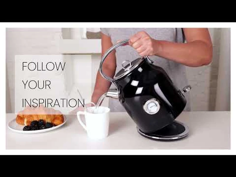 Bouilloire électrique Rétro thinkkitchen 1,7 L, noir