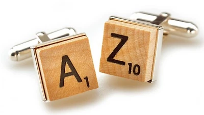 Qwerty pens Cufflink, Scrabble serie Light brown "B"