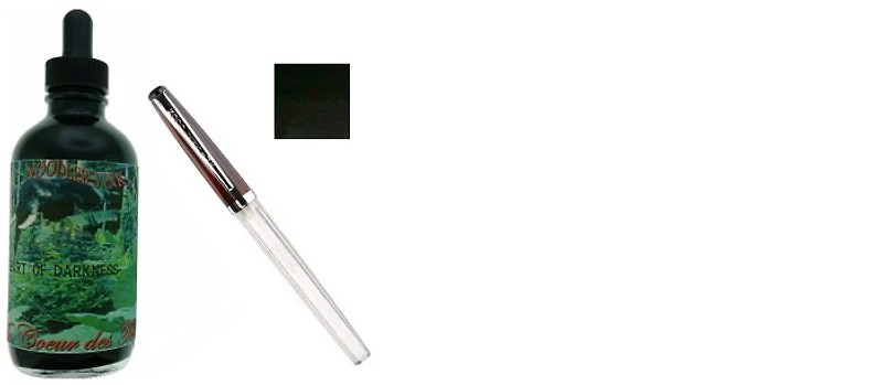 Bouteille d'encre Noodler's Ink, série 4.5 oz. Bottles Encre noire (Heart of Darkness)- avec Stylo plume
