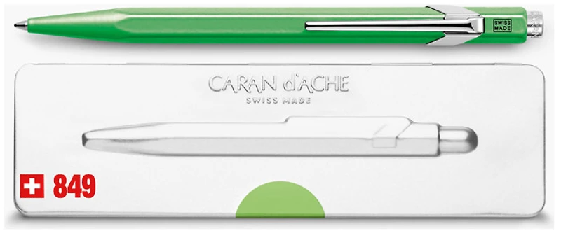 849 POPLINE fluorescent green varnished ballpoint pen, complete with holder